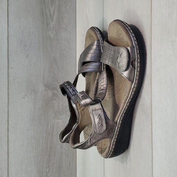 Taos Womens Zenith Pewter Hook&loop Comfort Wedge Sandals shoes sz 7 - Picture 3 of 14